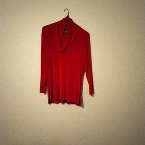 Shiney red cowell neck top with matching pants
